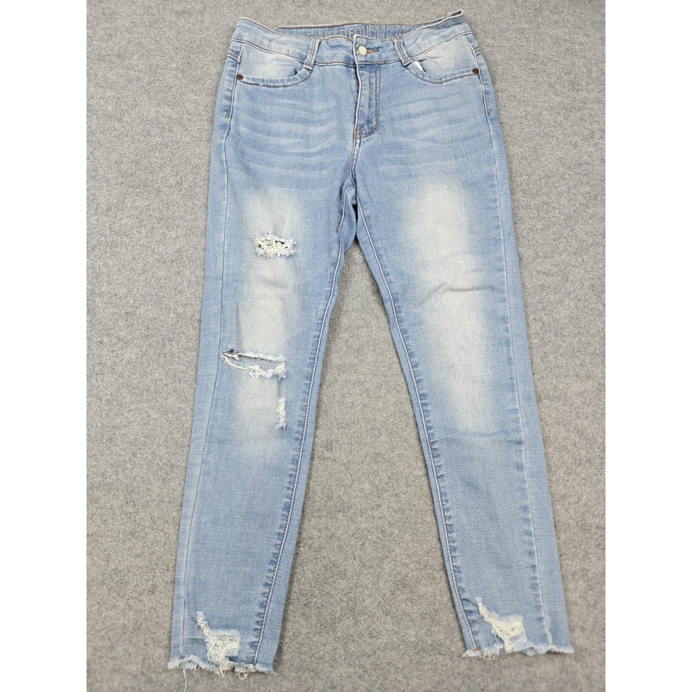 Blue Republic Skinny Jeans Juniors 7 Blue Light Wash Distressed Stretch Denim